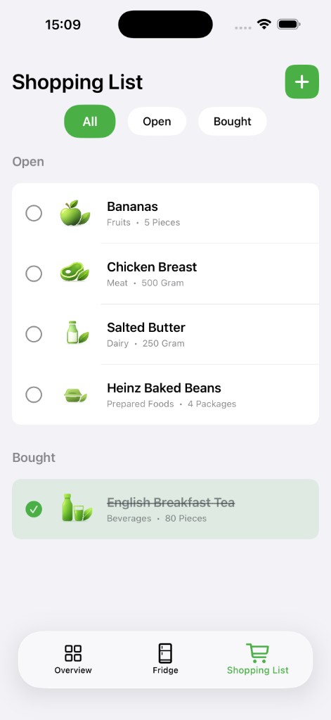 ReFridge Einkaufsliste